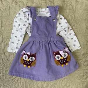 12 month | purple owls | jumper and onesie set